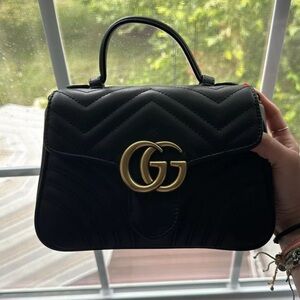 Gucci Marmont Black Bag with Gold Logo